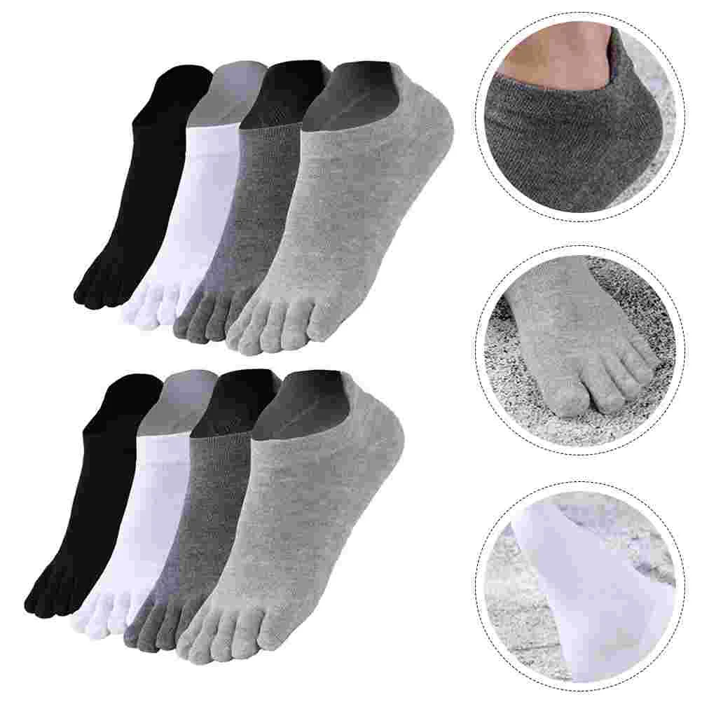 

4 Pairs Men's Short Toe Socks White Sweat-absorbent Casual Tabi Five Cotton Breathable Finger