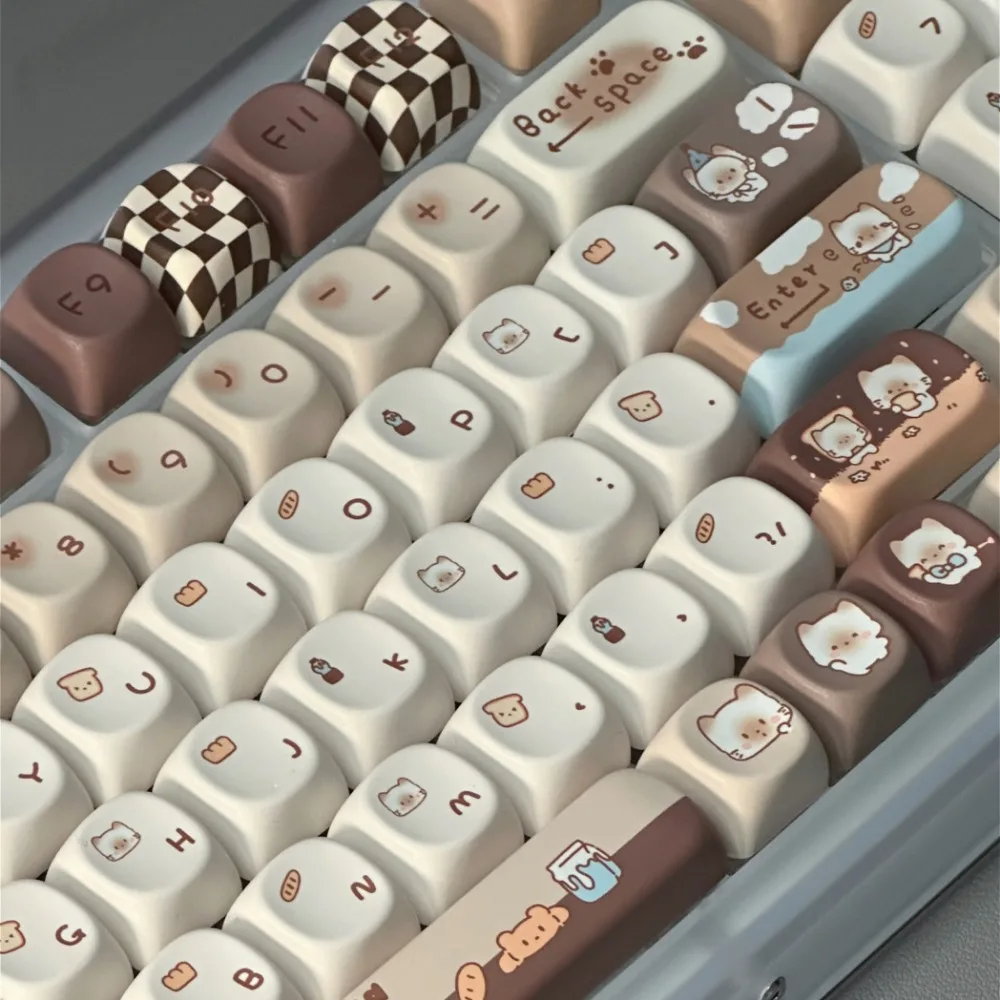 131 keys, Siamese cat, cartoon keycaps MOA PBT sublimation keycaps, custom mechanical keyboard MX Switch keycaps