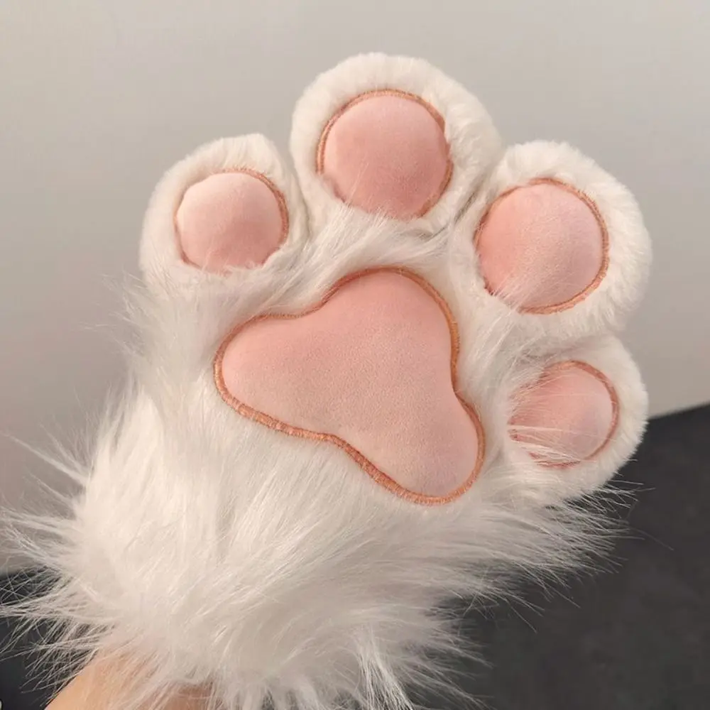 

Adorable Warm Furry Cat Claw Gloves Soft Full Finger Plush Paws Mitten Thickened Manga Cosplay Cat Paw Gloves Winter