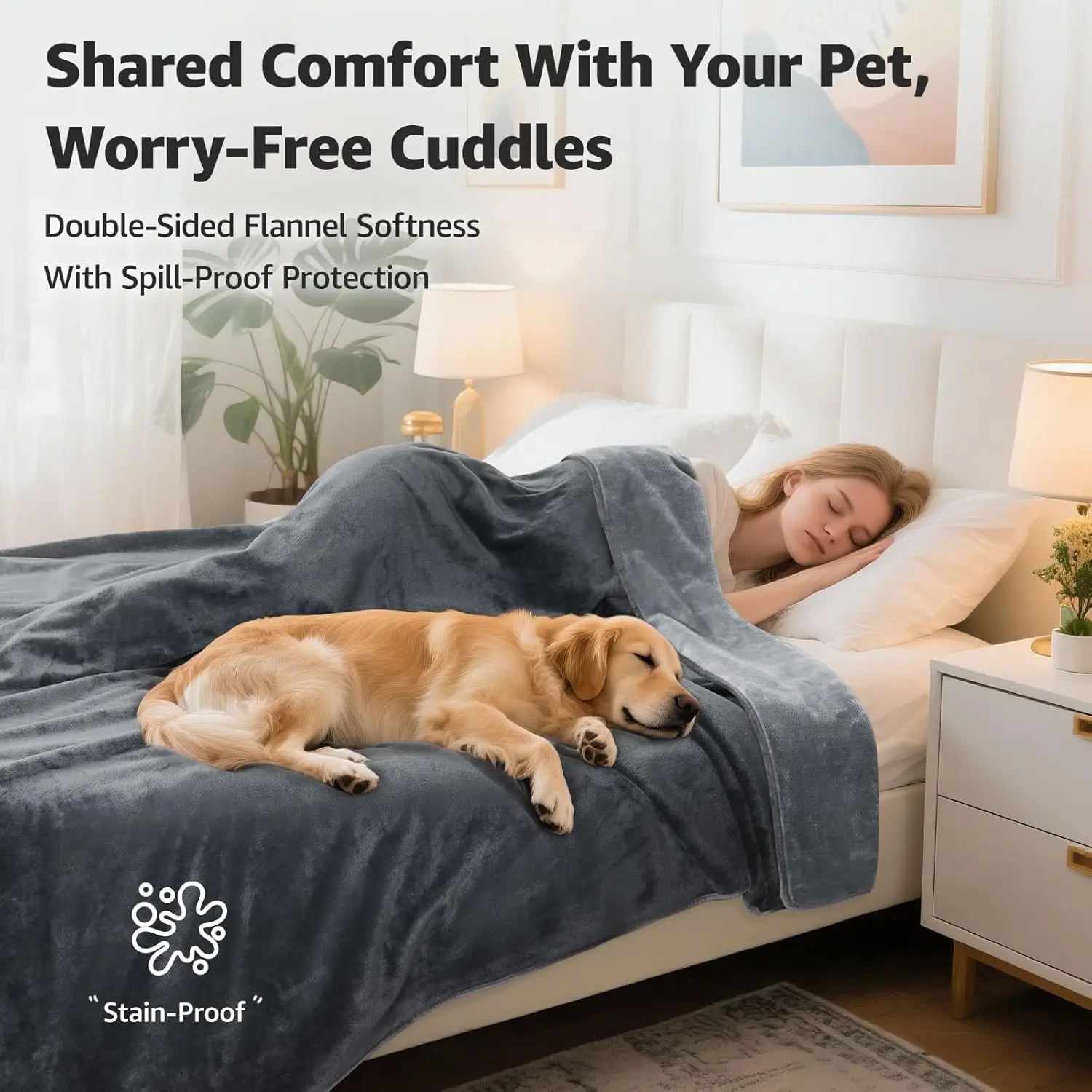 Waterproof Pet Blanket and Furniture Protector Suitable for Family with Dogs and Cats, Throw Blanket for Couch