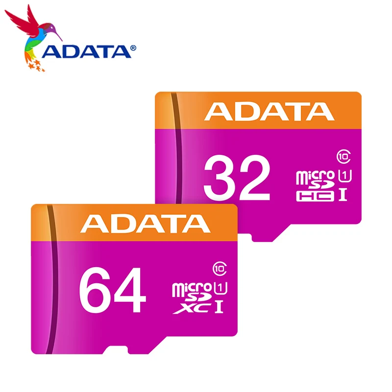 Kartu memori ADATA, kartu SD mikro 32GB 64GB Kelas 10 dengan adaptor kartu TF untuk ponsel pintar dan PC tablet