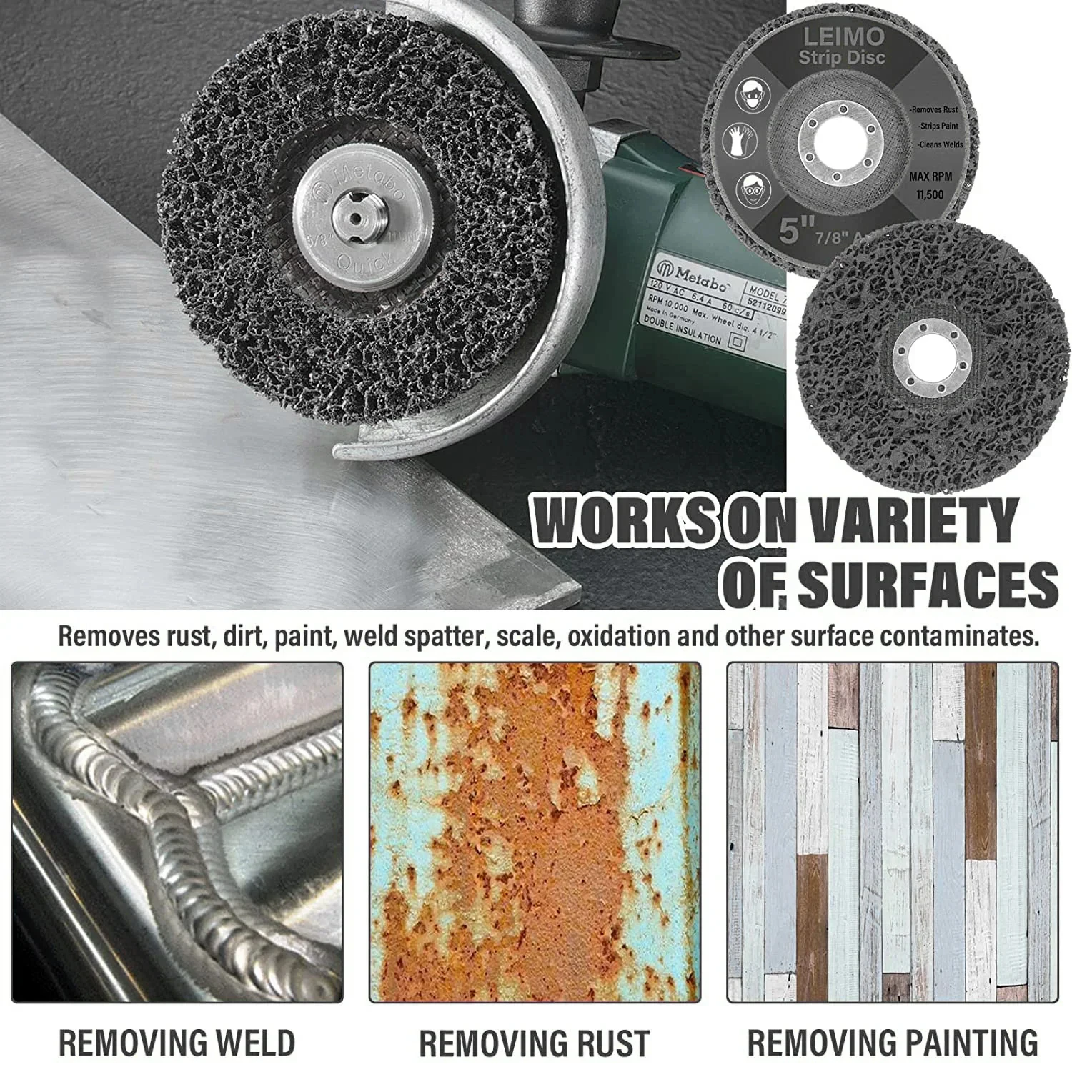 1 unidad Disco abrasivo de diamante de 100/115/125mm para amoladora angular, para eliminación de pintura y óxido, limpieza abrasiva