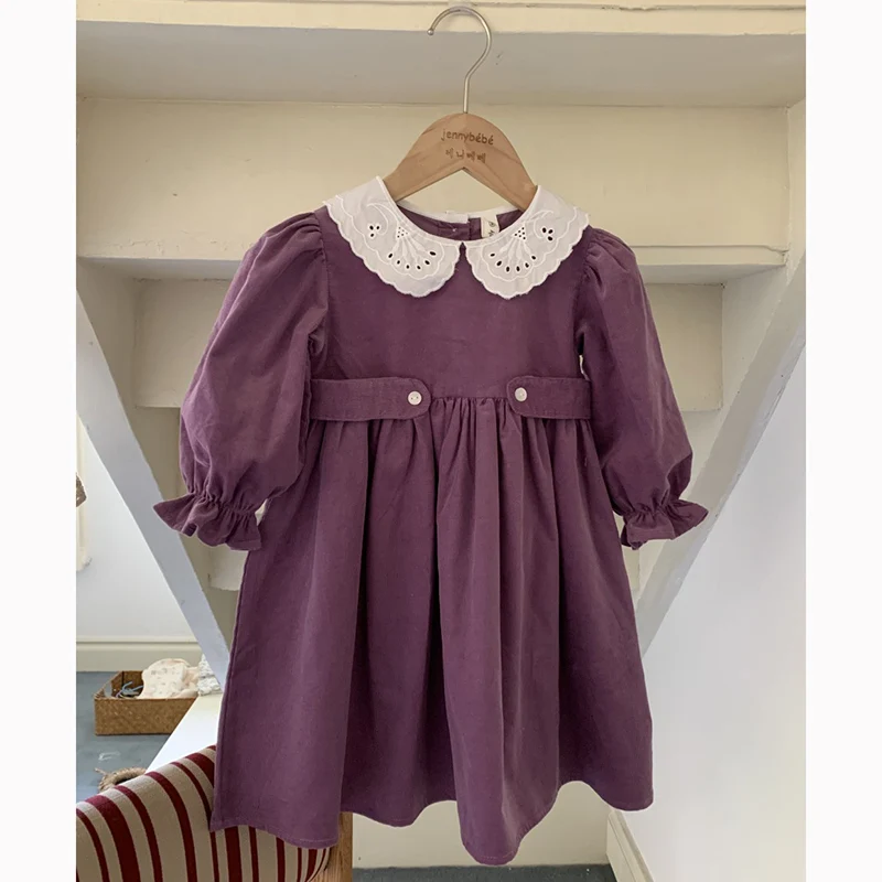 Infant Kids Baby Girls Dress Long Sleeve Sweet Purple Sisters Dress Spring Autumn Newborn Baby Girls Princess Clothes Rompers