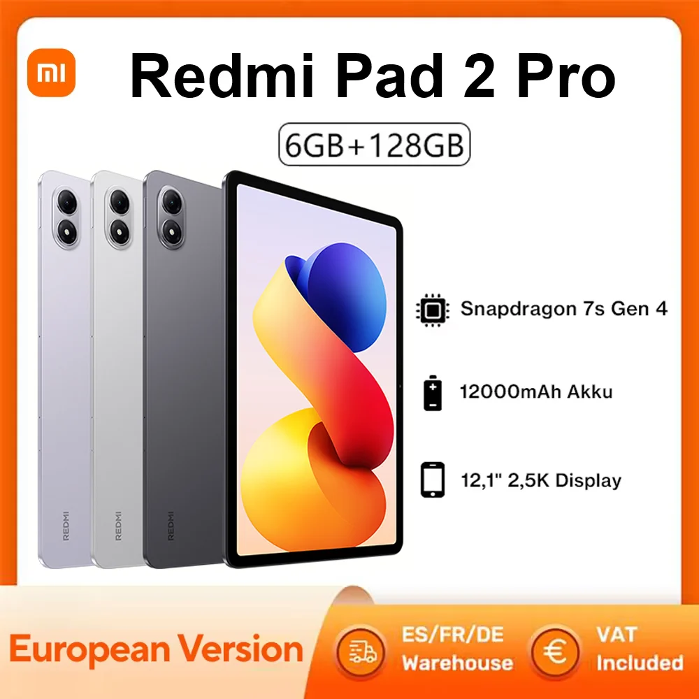Xiaomi Redmi Pad 2 Pro 6GB 128GB Snapdragon ® 7s Gen 4, pantalla de 12.1 pulgadas 2.5K con frecuencia de actualización de 120Hz, batería de 12000mAh, cámara de 8MP, sin cargador