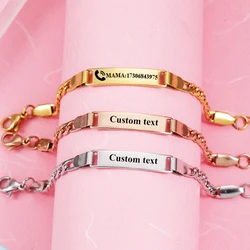 Children Customized Phone Number Name Engrave Stainless Steel Bracelet Personalized Bracelets  Id Bracelet Dropshipping