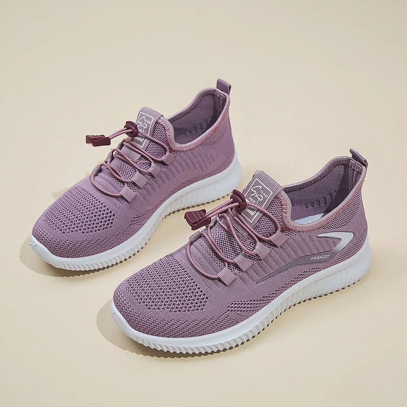2024 new casual fashion running shoes knitted breathable women's shoes soft sole trend sports shoes