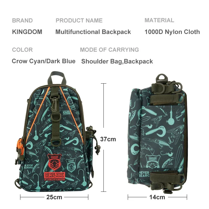 Kingdom New Fishing Bags 39*24*16.5cm Sports Bag Outdoor Backpack Fishing Reel Lure Box Fishing Accessories BAG Fishing Tackle