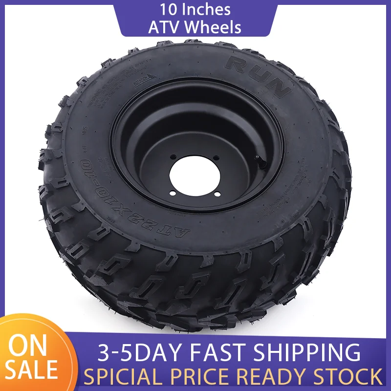 

10 Inches ATV Wheels 22x10-10 Tire Rim for 200cc 250cc Quad UTV Off Road Brand Black