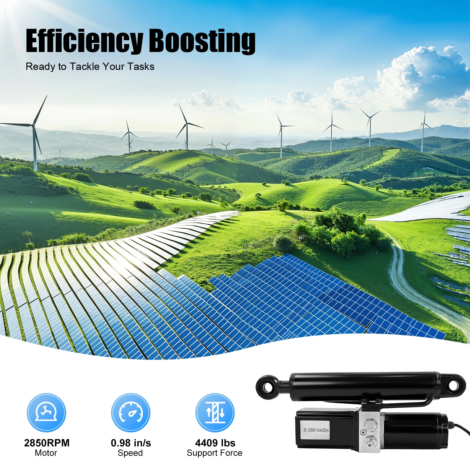 800W Electro-Hydraulic Actuator, 2850rpm Hydraulic Linear Actuator, 2T Thrust Industrial Hydraulic Linear Push Rod With Two-way Self-locking Function For Transportation, Lifting