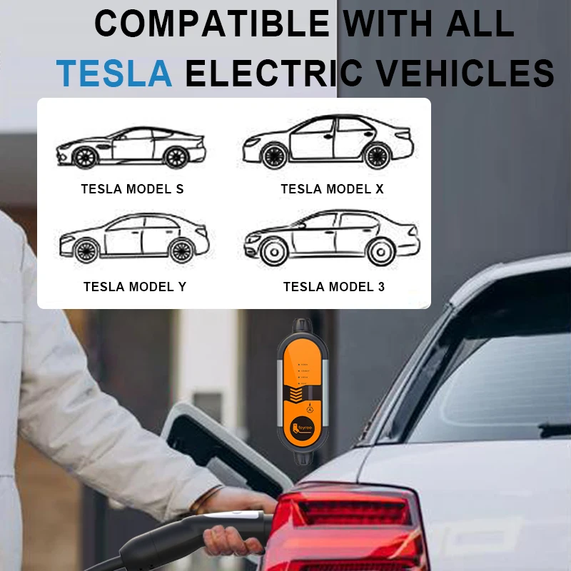 Feyree caricabatterie portatile EV 3.5KW 16A Tesla NACS Plug scatola di ricarica corrente regolabile ricarica rapida compatibile per auto Tesla