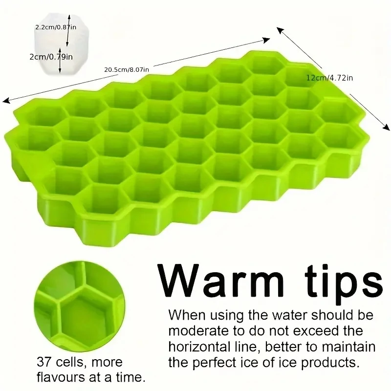 대용량 실리콘 얼음 트레이 몰드, 재사용 가능한 벌집 모양 아이스 큐브 메이커, 뚜껑이 있는 식품 등급 아이스 메이커, 아이스 몰드