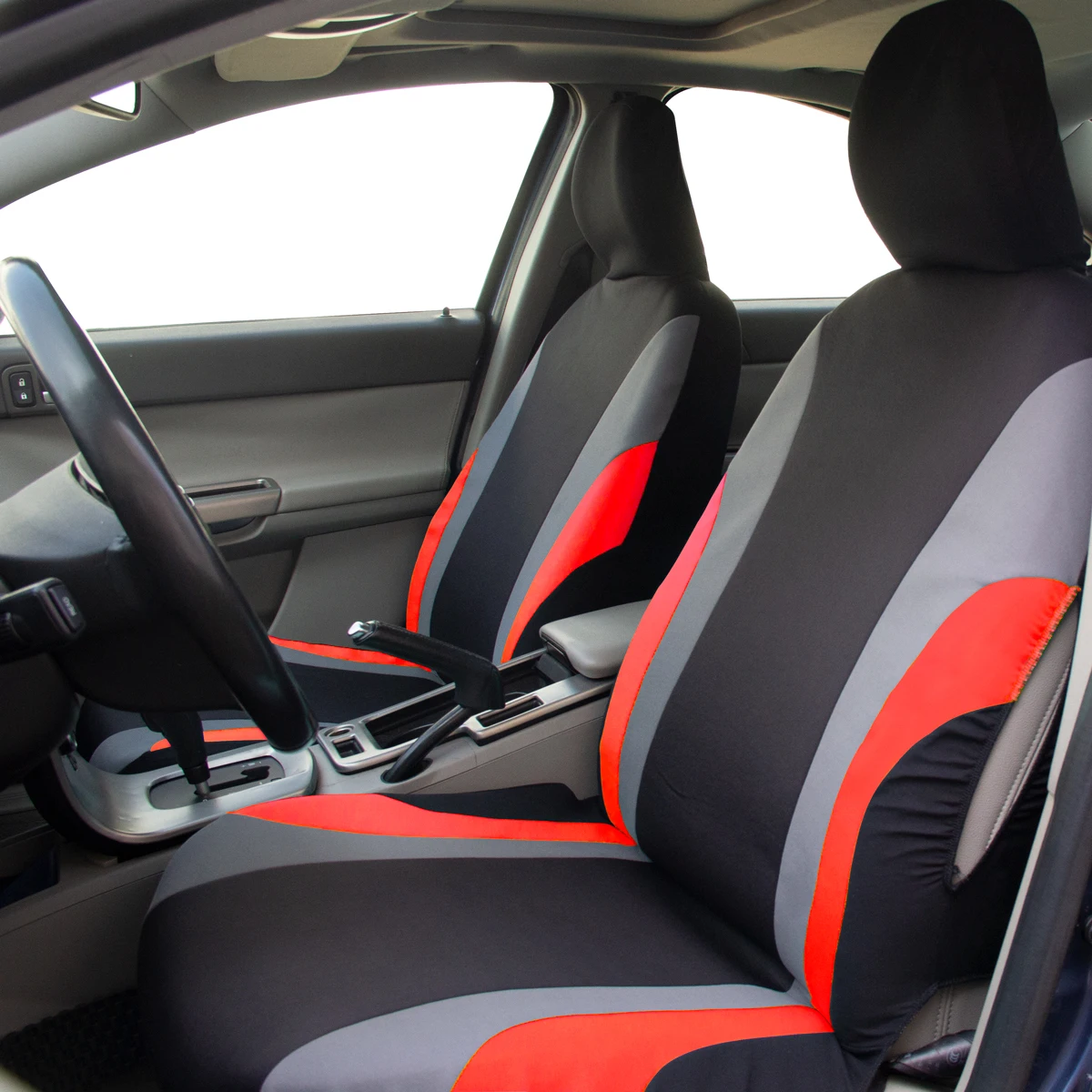 Sportlicher Stil, komplettes Set, Autositzbezüge aus Polyestergewebe, Autositzschutz, universell passend für die meisten Autos und SUVs – Detail 8
