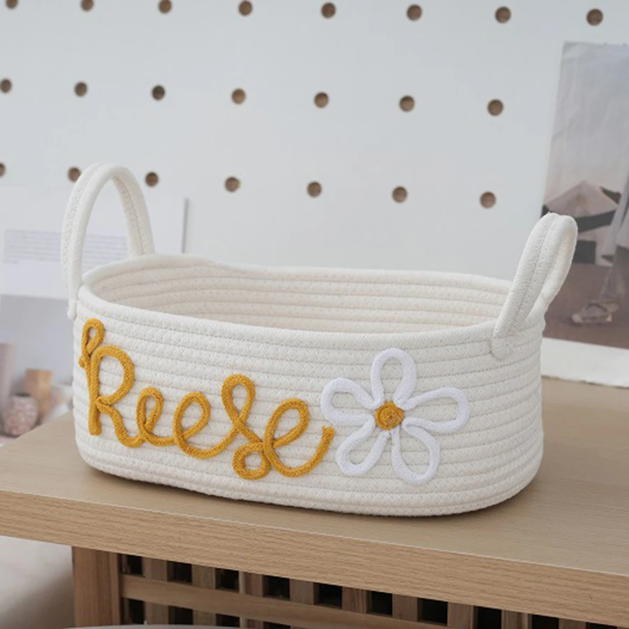 Cotton Knitted Sundries Toys Storage Basket Portable Foldable Desktop Snacks Box