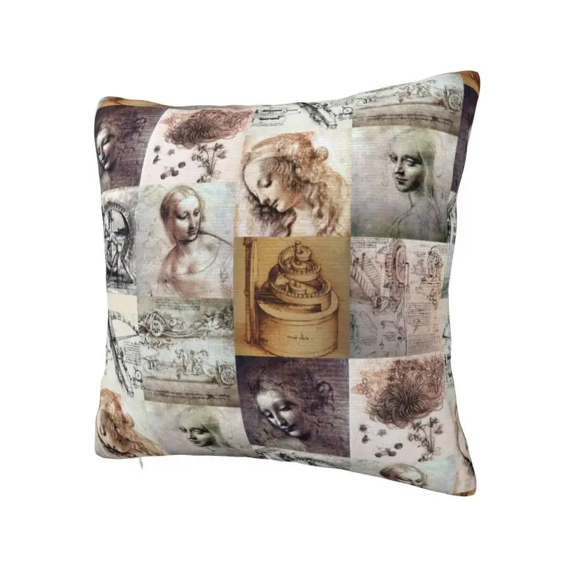 Custom Luxury Leonardo Da Vinci Artwork Cushion Covers Polyester Painting Art Pillow for Sofa Car Square Pillowcase Home Decor