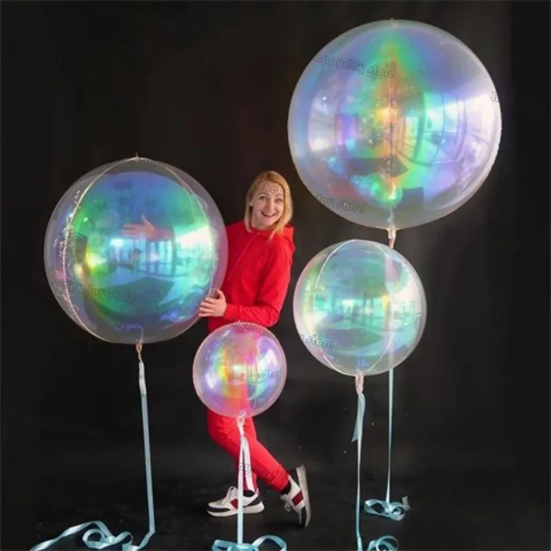 5/2/1Pcs Schillernde 4D Runde Folienballons Riesige Holographische 4D Folienballons Helium Luft Globos Meerjungfrau Geburtstag Hochzeit Dekor – Detail 26