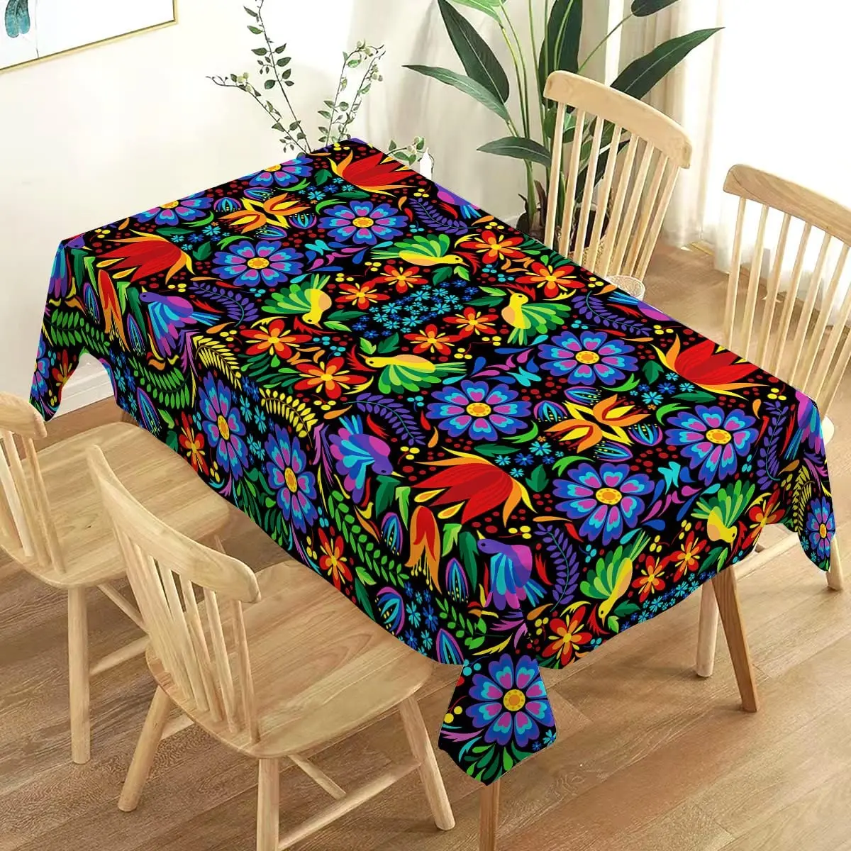 Mexican Cinco De Mayo Rectangle Tablecloth Mexico Let's Fiesta Party Decoration Floral Home Kitchen Dining Room Decor