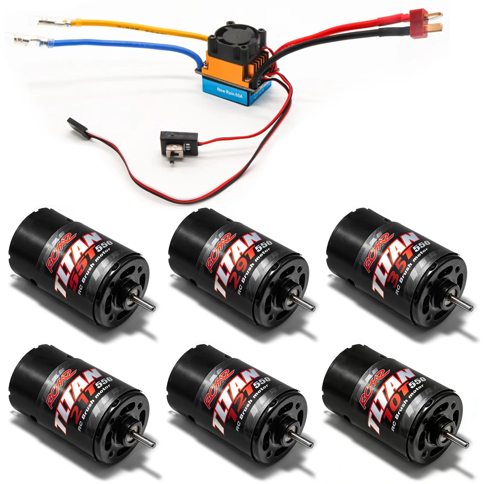 

Матовый двигатель RC 550 10T-55T ESC 480A Скорость ​ ​ Комбинированный набор управления Climb Drift Racing Водонепроницаемый для 1/10 RC Cralwer Car/Boat