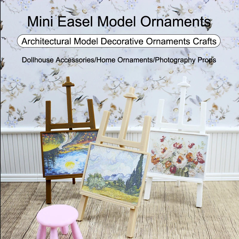 1:12 Dollhouse Miniature Easel Art Easel Oil Painting Display Stand Home Room Decor Dolls House Micro Scene Construction Prop