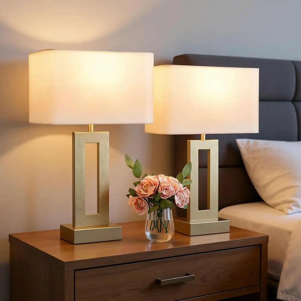 

Bedroom Table Lamps Set of 2 - Touch Bedside Lamps with USB C+A, 3 Way Dimmable Gold Lamp or Nightstand, End Night Stands Lamps