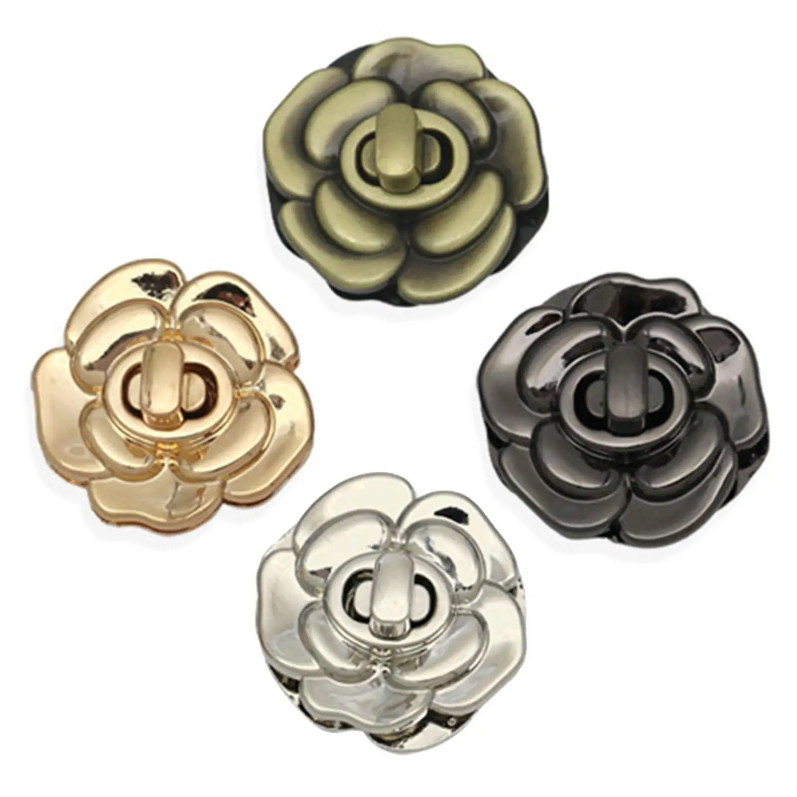 Twist Lock Clasp for Purse Bag Flower Decorative Metal Fastener Replacement Accessories for Clutch Wallet DIY Craft Hardware