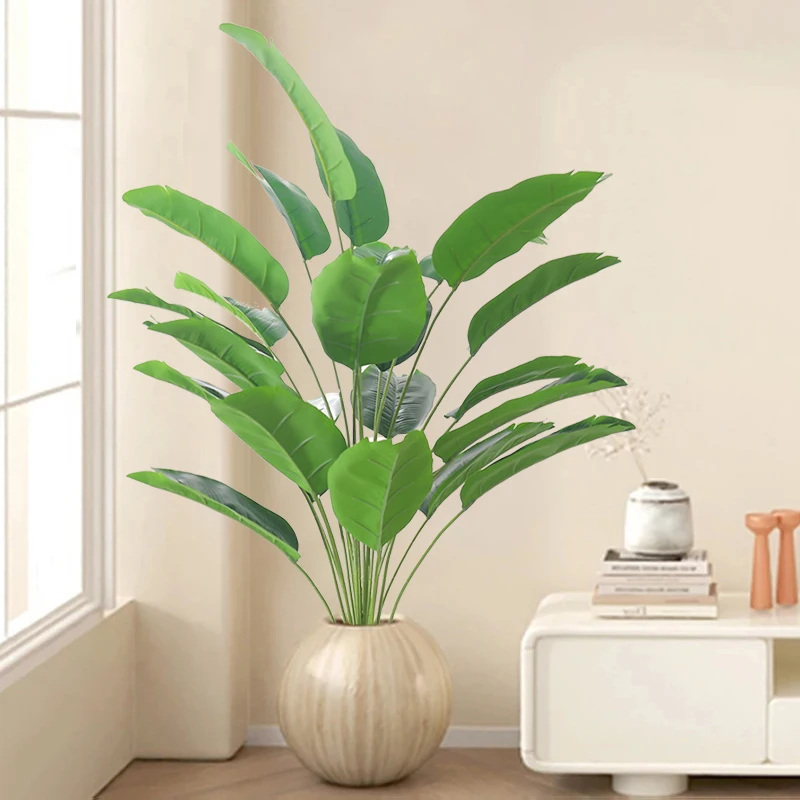 Kahaul Künstliche Pflanzen, großer tropischer Palme, gefälschte Bananenpflanzen, Blätter, Kunststoff-Monstera für Zuhause, Garten, Party, Hochzeit, Dekoration