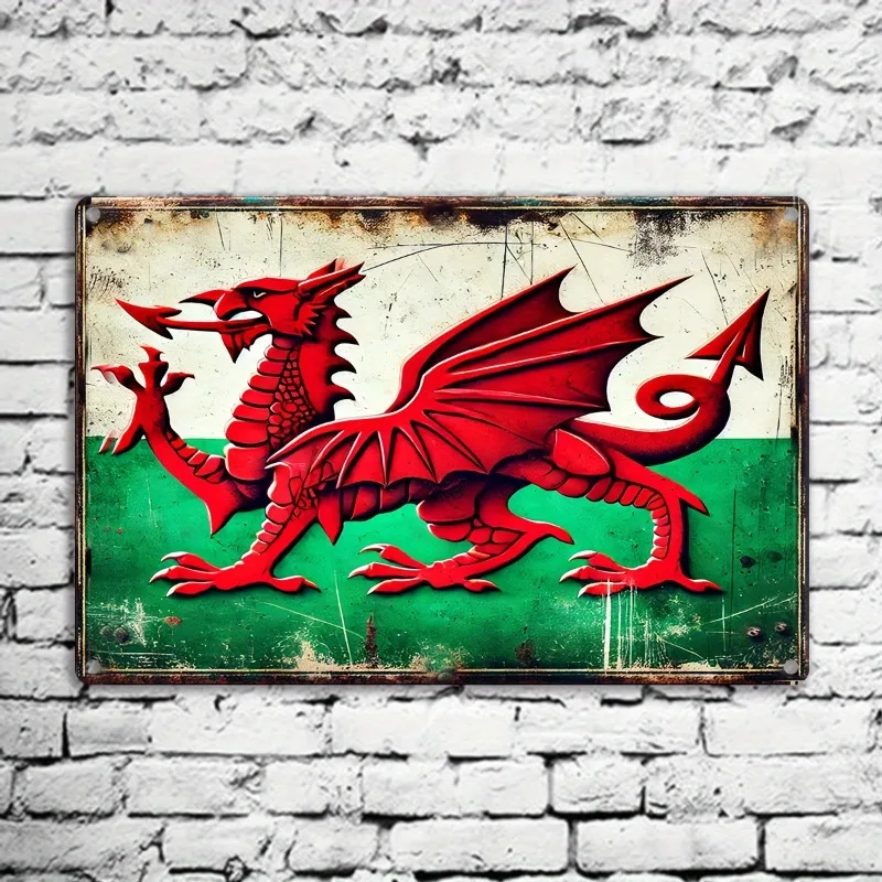 

Vintage Welsh Dragon Metal Sign, Aluminum Wall Hanging Decorative Plaque, Multipurpose for Home, Living Room, Cafe, Office