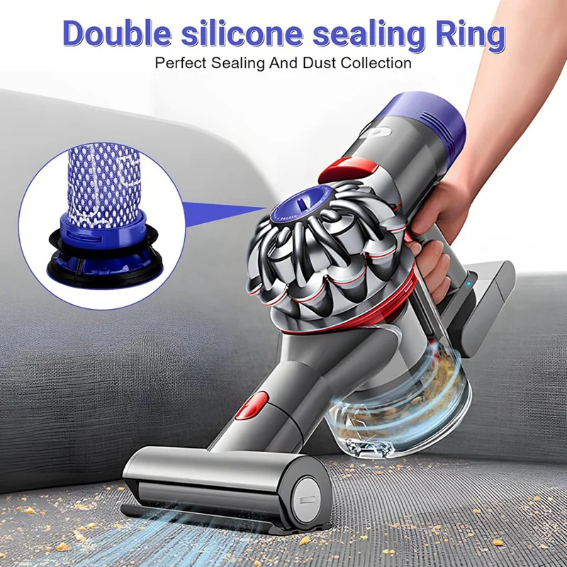 Couvercle de Poussière et 3 Pré-Livre de Remplacement pour Aspirateur Dyson V6, Collecteur, DC44, DC58, DC59, DC62, DC72, DC74