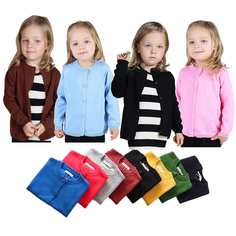 Children Clothes Girls Sweater 2 to 9 Years Baby Outerwear Cotton Solid Button-down Cardigans for Girl Toddler Coats Boys Jacket