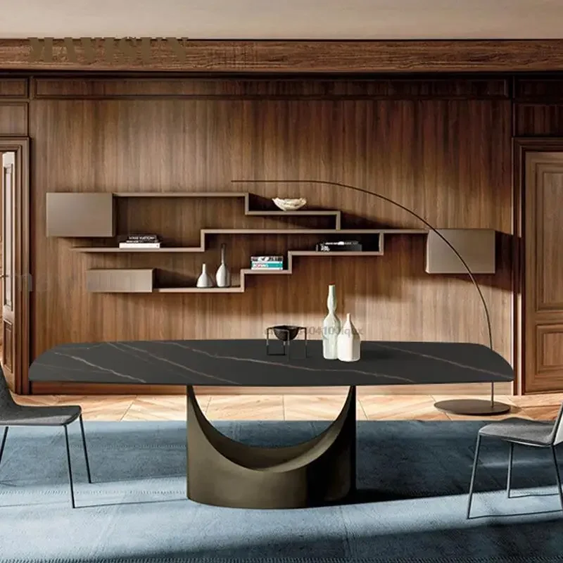Mesas rectangulares para apartamentos pequeños y grandes, estilo italiano, cena, balcón, piscina, Panel de roca, mesa de encimera, muebles de cocina