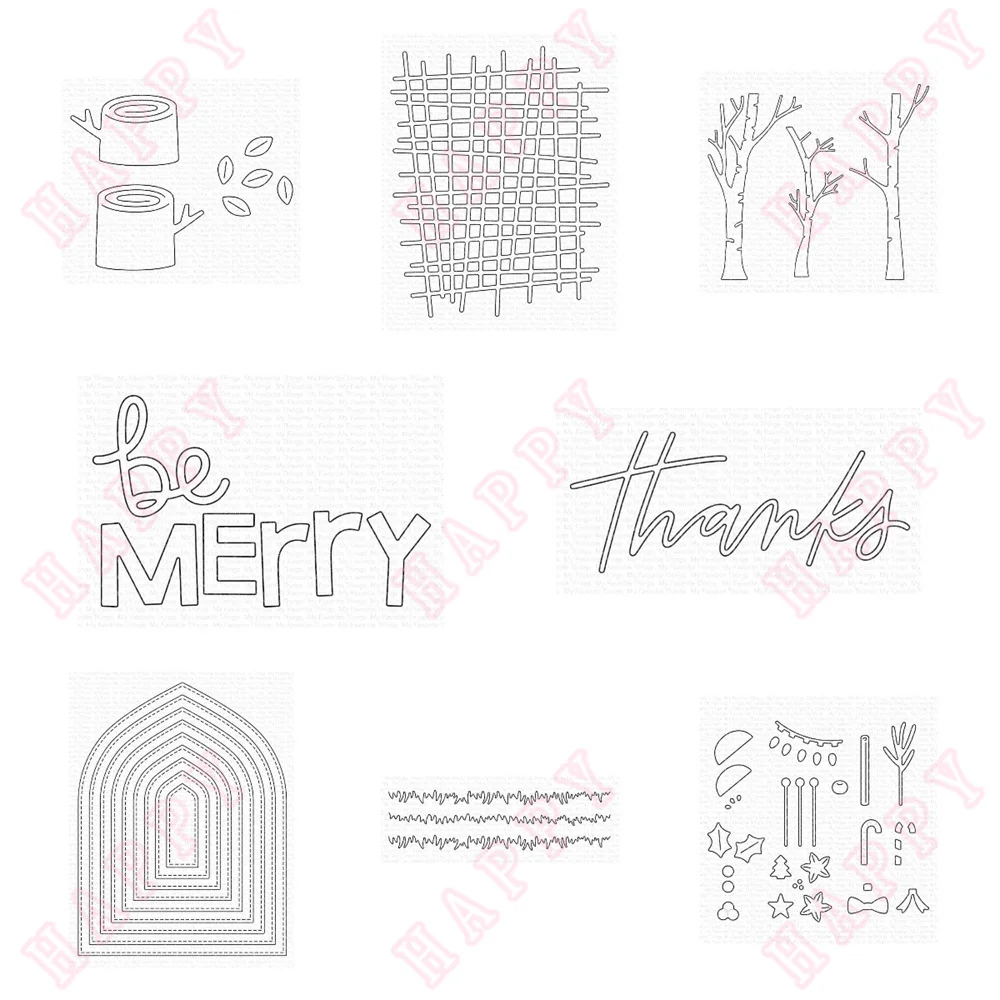 

Metal Craft Cutting Die Christmas Garnish Stitched Trees Scrapbook Diary Decoration Paper Craft Embossing Template DIY Handmade