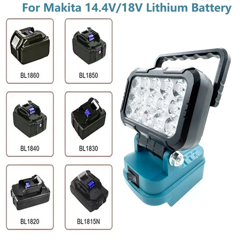 ضوء عمل LED 3 بوصة مناسب لبطارية ليثيوم أيون ماكيتا/ميلووكي/ديوالت 18 فولت مع مقبض ومصباح يدوي بواجهة USB #2