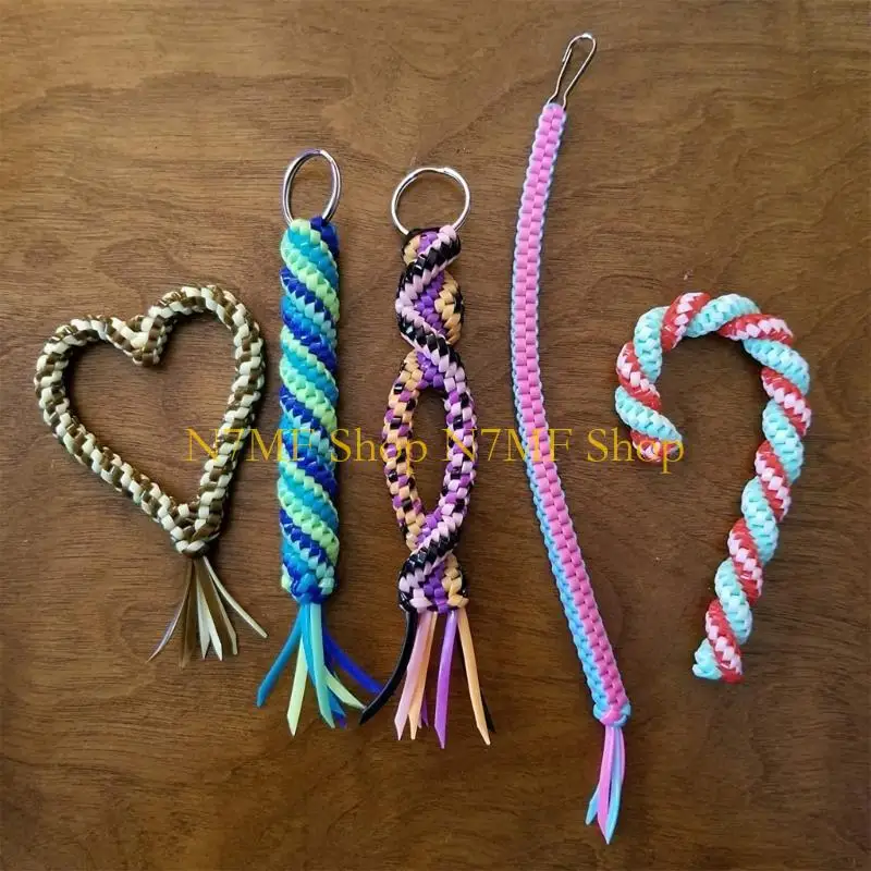 

N7MF Creative Lanyard Making with Colorful Plastic Lace Cords and Keychain Hardware
