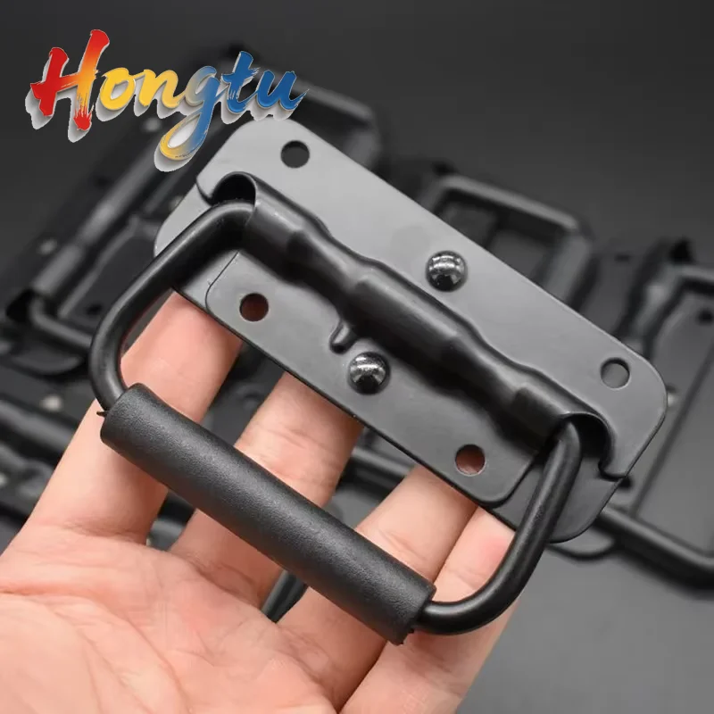 

1Pc Iron - Made Spring Handle | Black, Folding Design | For Luggage, Tool Boxes, Industrial Equipment Cabinets