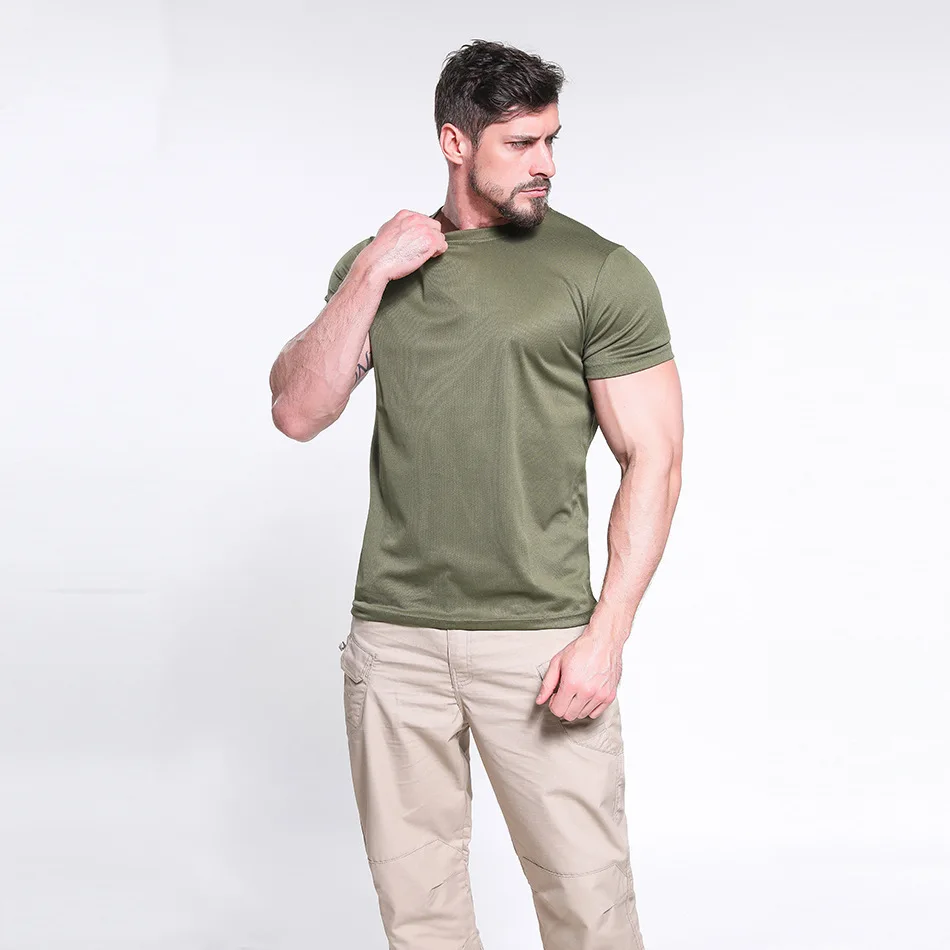 Outdoor Men's T-shirt Short Sleeve Breathable Quick Drying Round Neck T-shirt Vest Cycling Suit Training Camouflage Suit New