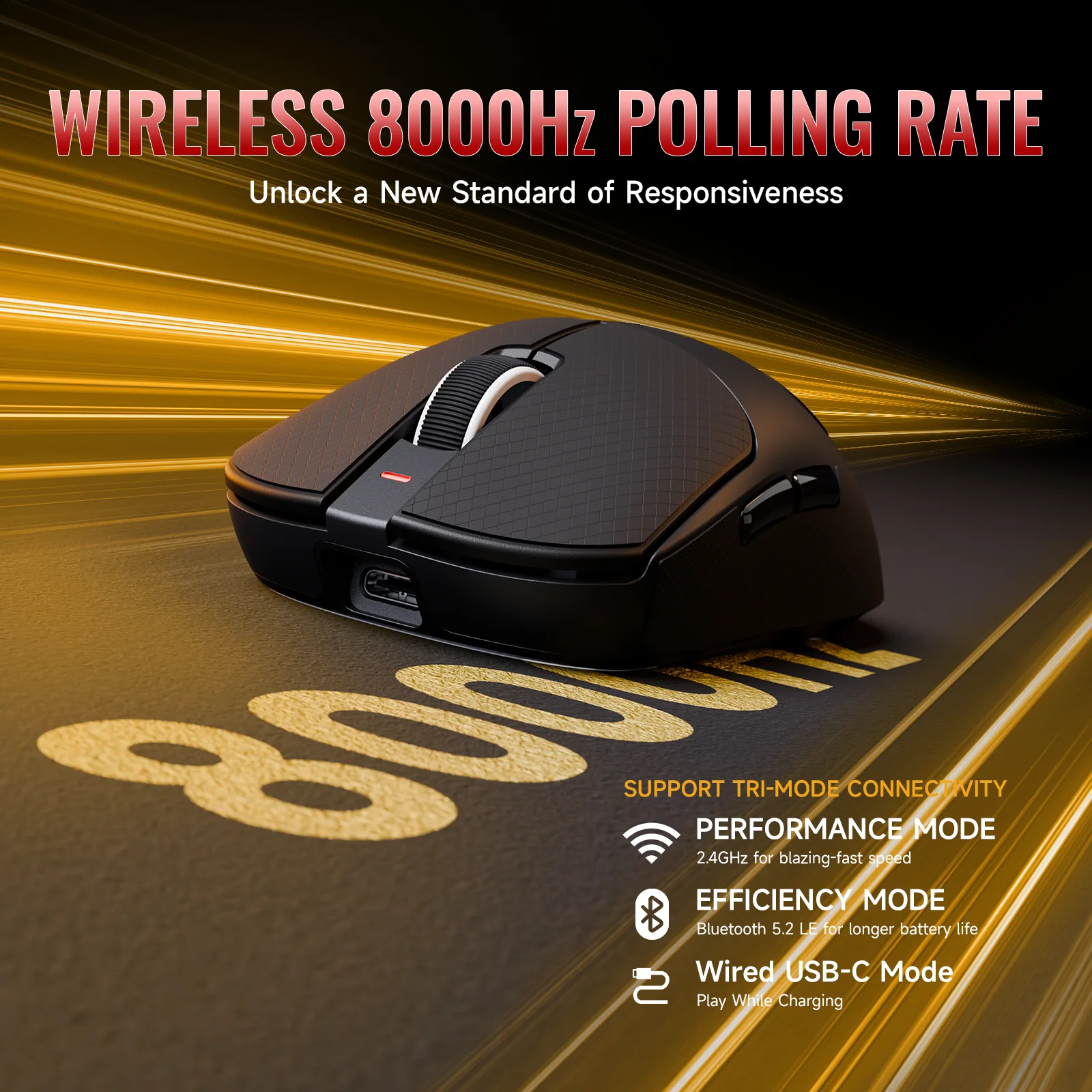 ATTACK SHARK X8ULTRA Wireless Gaming Mouse, 42000 DPI PAW3950MAX Sensor, 8000Hz Optical Nordic 52840 Tri-Mode 2.4G/BT/Wired, 55g
