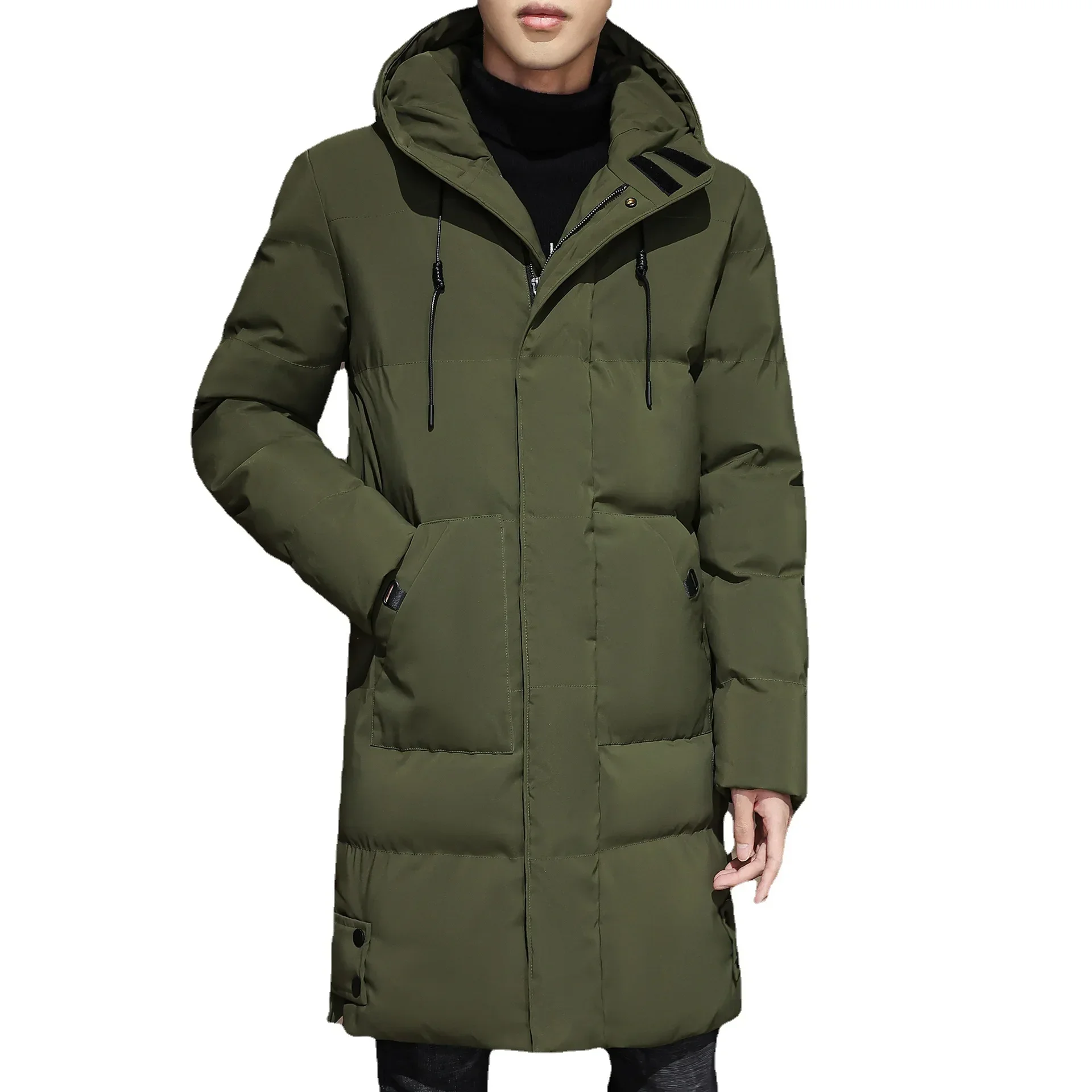 2025 New Luxury Winter Men Clothing Thick Warm Parkas Mid-Length Cotton Jacket Hooded Padded Youth Coat Student Casual Outweat