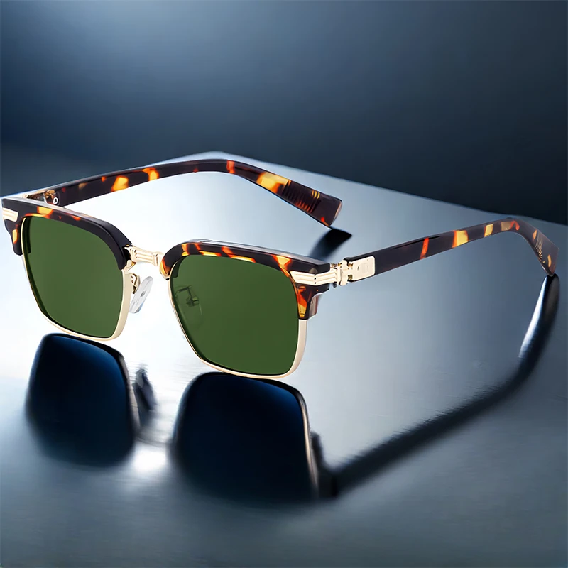 CATERSIDE Punk Quadratische Sonnenbrille Herren Metall Halbrahmen Mode Damen Sonnenbrillen Reise Party Business UV400 Marken-Brillen – Detail 9