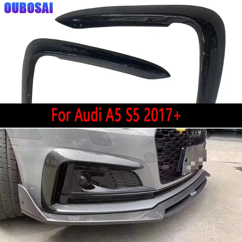 

For Audi A5 S5 2017+ Sports Carbon fiber wind knife fog lamp air vent decorative strip Modified and upgraded body kit