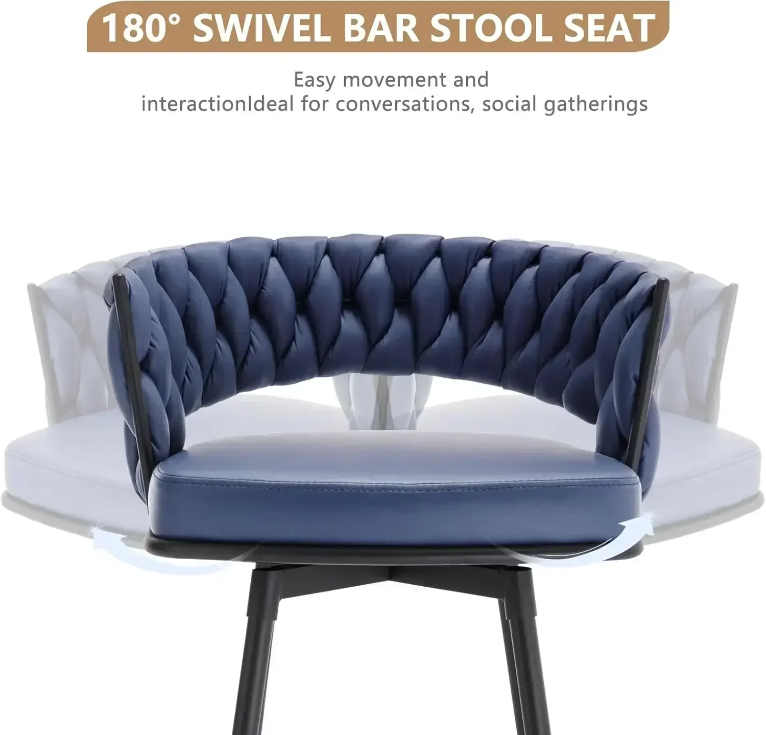 Set di 4 sgabelli da bar personalizzabili ad altezza bancone, moderni sgabelli da bar in finta pelle scamosciata, 180 ° Sedie da bar girevoli ad altezza