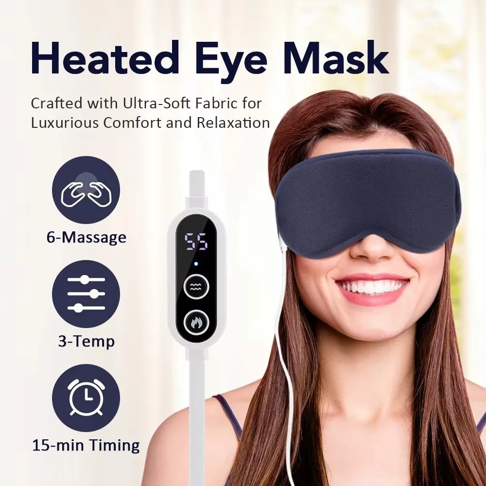

3-Level Hot Compress Hot Compress Eye Mask 6-Mode Massage Constant Temperature Electric Steam Eye Mask 3D Vibration Smart Timing
