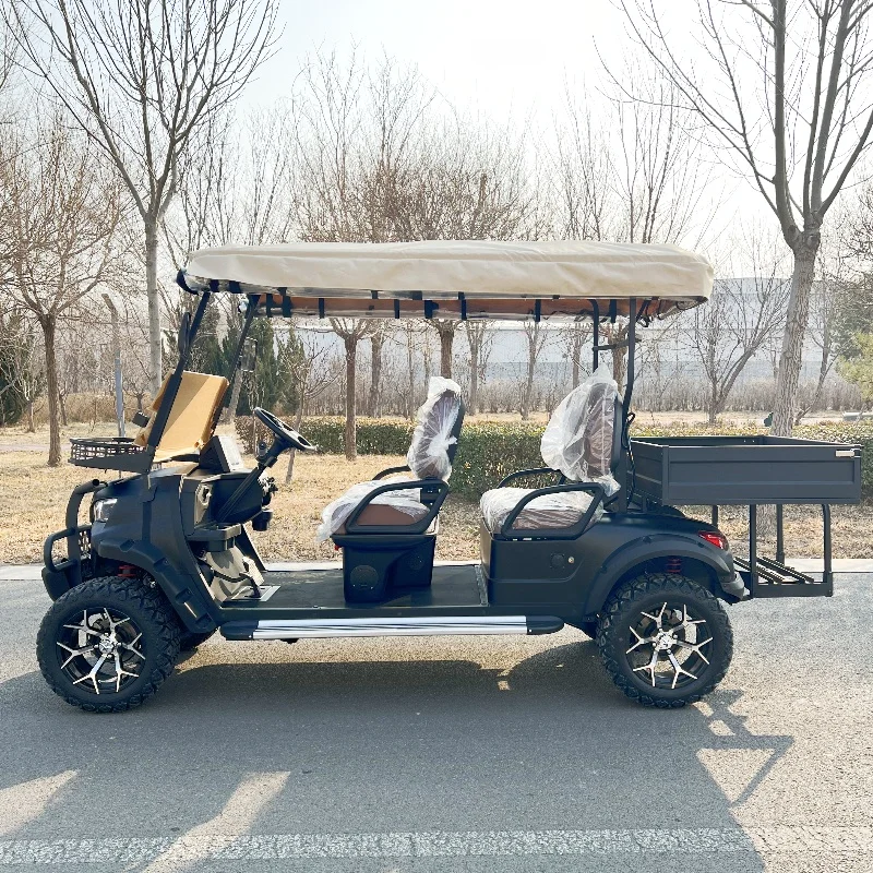 

Hot Sell Golf Club Car 60V 72V Lithium Battery 5000W AC Motor 4 Seater Electric Golf Buggy Cart with Rear Cargo Box