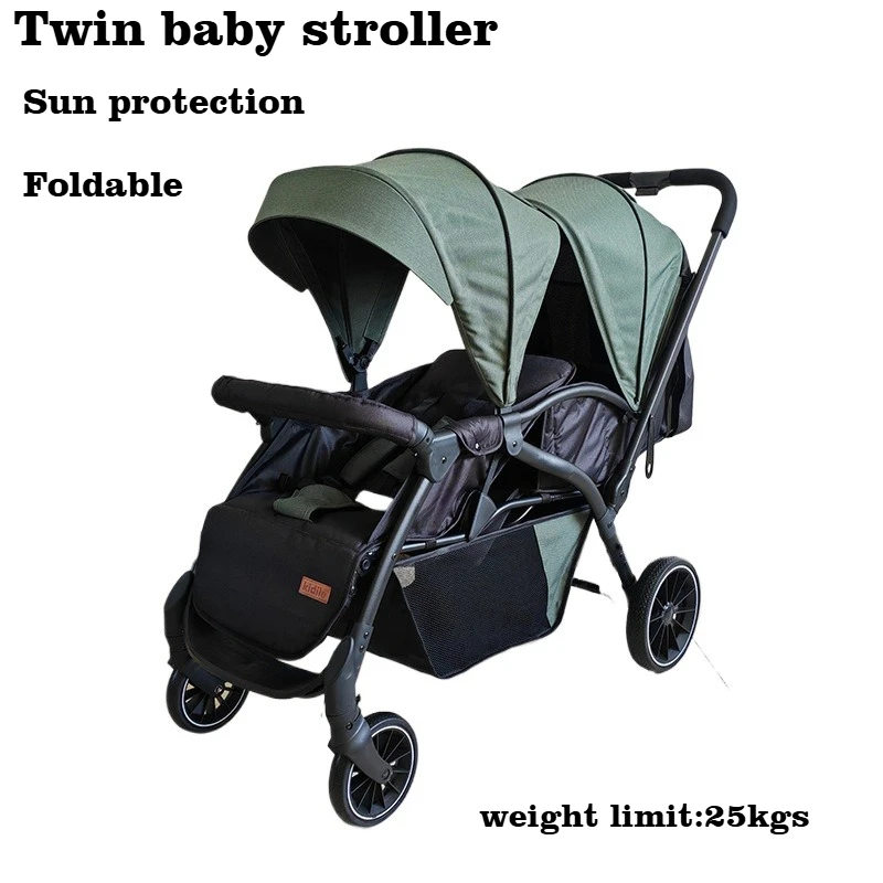 

Multifunctional twin stroller lightweight high landscape can sit and lie down split folding double children's hand cross-border