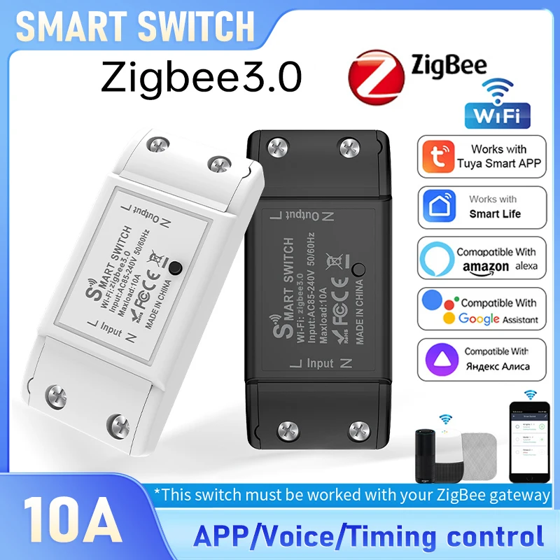 

Умный переключатель Tuya ZigBee — беспроводной пульт дистанционного управления/голосовым управлением, работающий с Alexa/Google Assistant для домашней автоматизации, интеллектуальный разъем