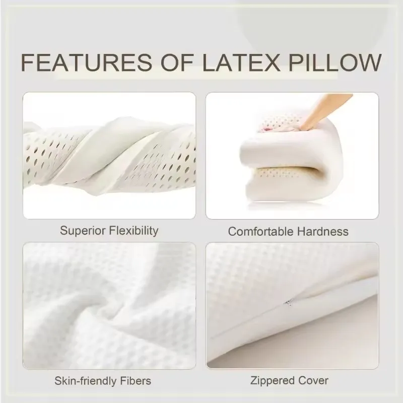 100% Natural Latex Pillow for Neck Pain Relieve Sleep Orthopedic Pillows Comfortable Breathable Cervical Health Care Pillow