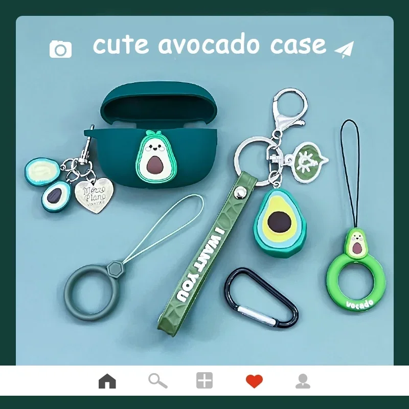 Case for Anker Soundcore Life P3i , Note 3i Cute Avocado cartoon life note3i Ring Chain Rope Earbuds Case Silicone Shockproof