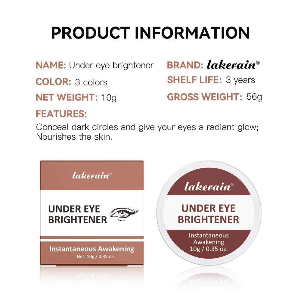 3 Colors Under Eye  Brightening Cream Moisturizing Conceal & Brighten Dark Circles Nourishes Eye Skin Professional Face Makeup