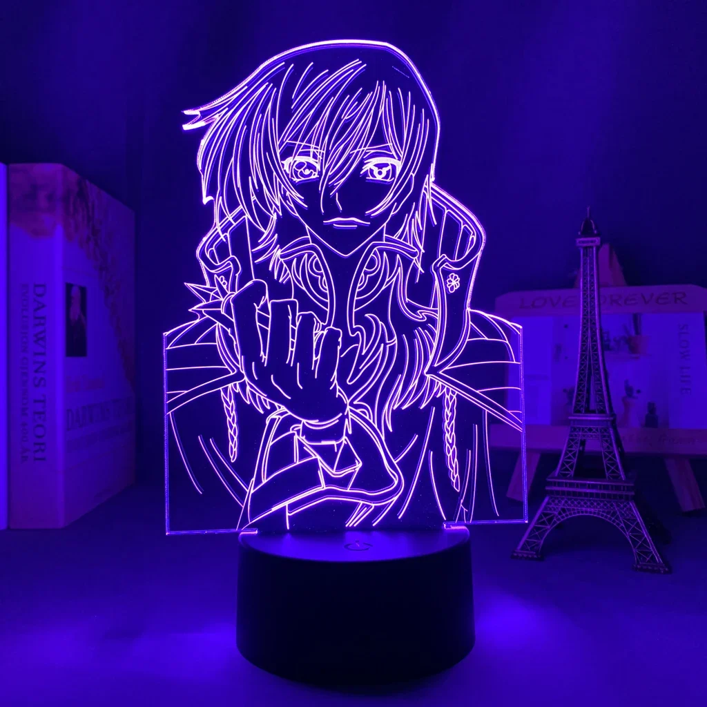 Led Nachtlicht Anime Code Geass Lelouch Lamperouge für Schlafzimmer Dekor Kinder Geburtstagsgeschenk Manga Zimmer Schreibtisch 3D Lampe Code Geass
