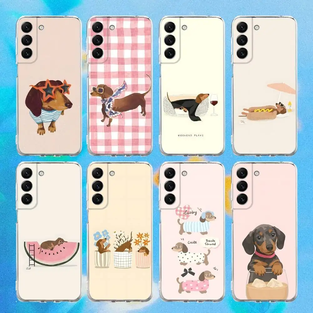 

Dachshund Dog Brown Phone Case Silicone For Samsung S30,S23,21,22,20 Ultra,S20 FE lite,S10,9,PIus Note20ultra Cover Clear