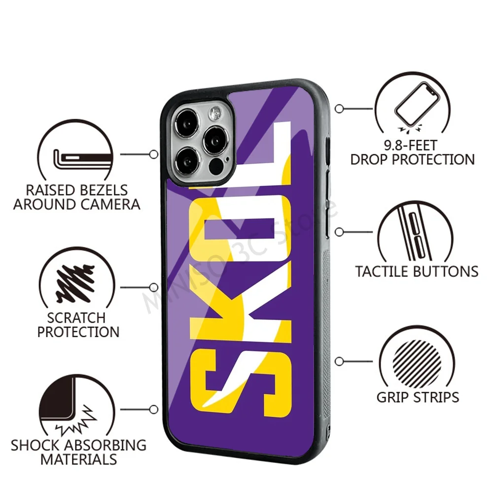 Minnesota Vikings Skol Text Design custodia per telefono forte magnetico per IPhone 15 14 13 Pro Max 11 12 Mini per Magsafe