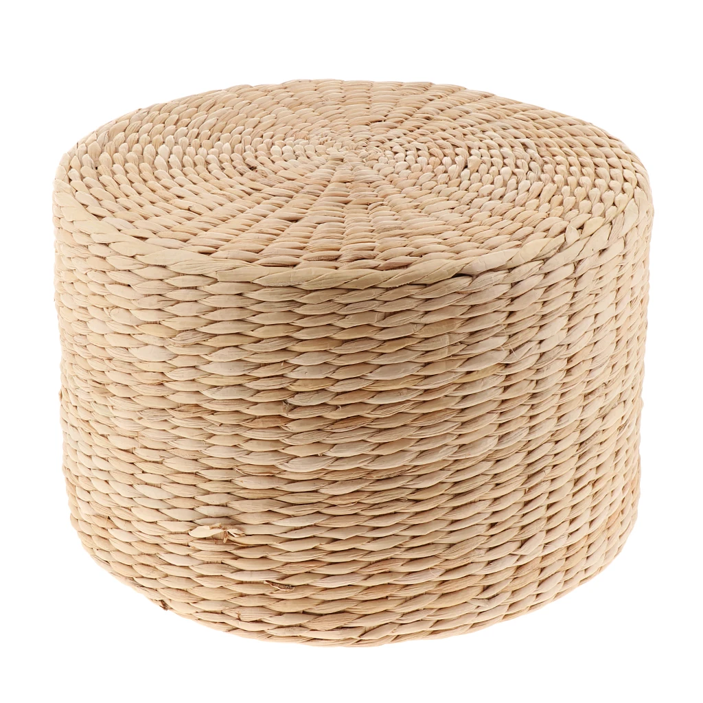 Natural Straw Round Pouf Tatami Sitting Cushion Floor Mat Pouf Pure Hand Woven Living Room Worship Meditation Cushion Floor Seat